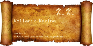 Kollarik Karina névjegykártya